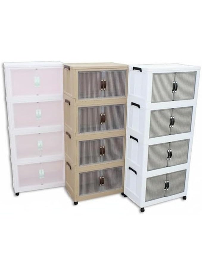 Multi-purpose foldable plastic wardrobe – 5 tiers with wheels for easy movement (5 tiers) - Image 3